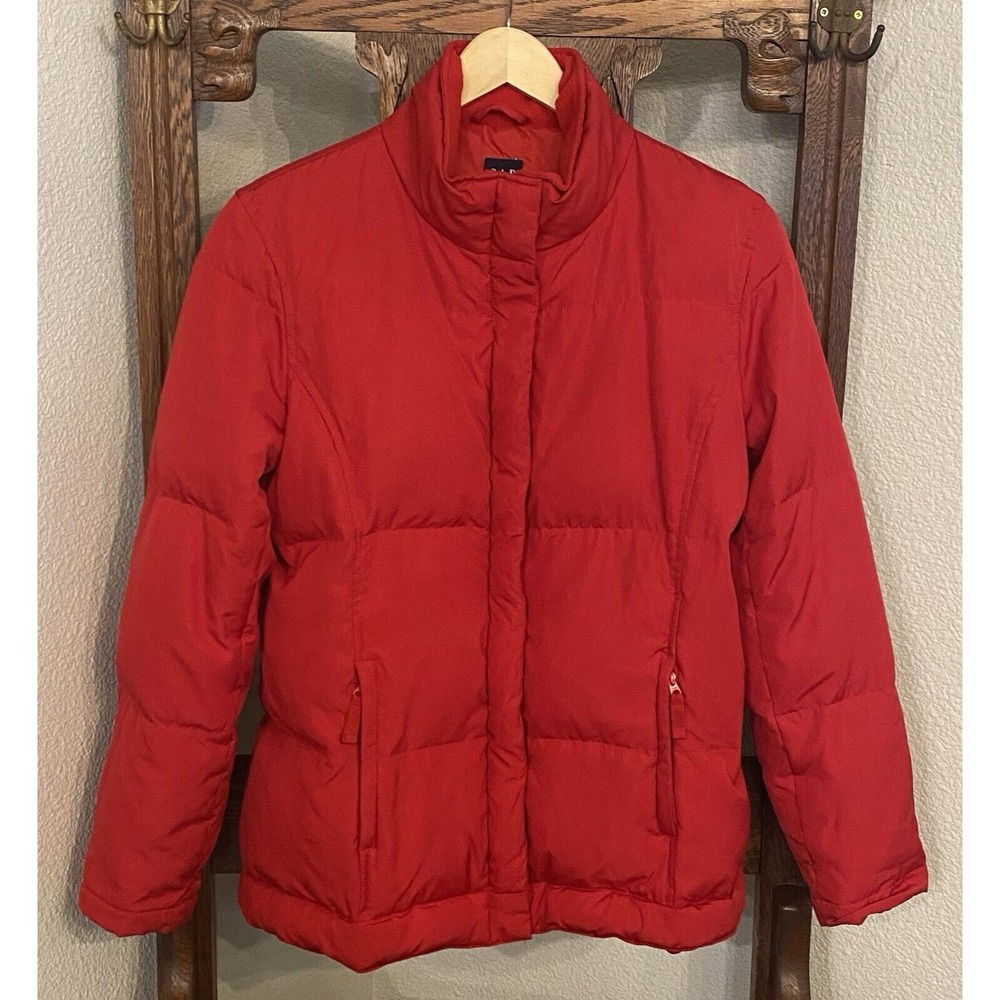 Vintage Y2K GAP Puffer Jacket Red Unisex S Quilted Down Heavyweight Winter Coat